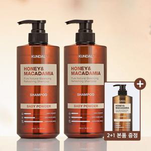 [2+1][본품추가증정] 쿤달 허니 앤 마카다미아 네이처 샴푸 500ml x2개(향 16종 택 1)