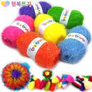 명품수세미실 나염색상 (10개당+1개) 국내제조 최다색상 반짝이 고급 수세미실 뜨개실 털실