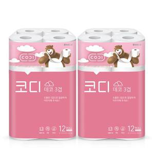 [코디] 코디 데코 3겹 화장지 27Mx12롤 2팩