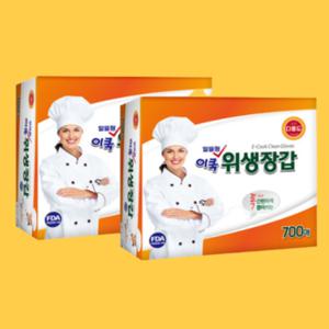 이쿡 일회용 비닐 위생장갑 700매 x 2각 대용량 식품 요리 장갑 다용도