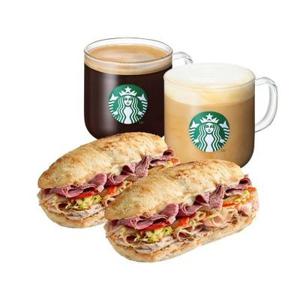 [기프티쇼] [뉴욕 샌드위치 세트] 카페 아메리카노 T + 카페 라떼 T + 렌위치 NY 샌드위치 2개