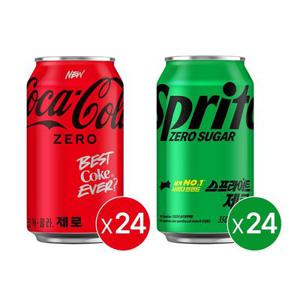 (본사직영)코카콜라 제로 350ml캔 24개입+스프라이트 제로 350ml캔 24개입_분리배송