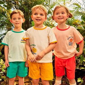 [밀리밤] 이랜드 키즈 밀리밤 등원룩 면 100% 데일리 배색 반팔 상하세트 MLRT24461_7358