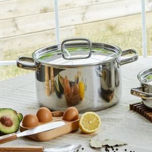 백화점전용-[finn ilo] 핀일로 닥터316티타늄 스텐 통5중 24cm 양수냄비+스텐뚜껑