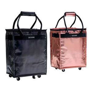 [비밀특가]리오홈 55L 핸드카트 초대형 롤링도트백 바퀴달린 쇼핑카트 (블랙/핑크)