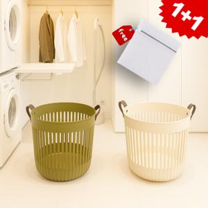 바스켓센스 1+1 빨래바구니 명품바구니 대용량 인테리어 손잡이형 바스켓 세탁망증정