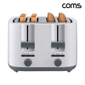 [FT532] Coms 4구 토스터 와이드슬롯 4개씩 토스팅 토스터기 토스트기 토스트 굽기조절 재가열 모드기능 1300~1500W
