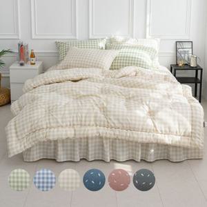 국내생산 100% 체크무늬 코코 차렵이불 + 날개형침대커버 + 베개커버  SS Q 맞춤제작가능