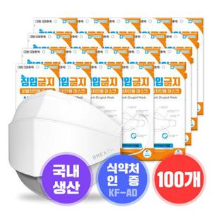 침입금지 비말차단 마스크(KF-AD) 대형 100매입 식약처인증