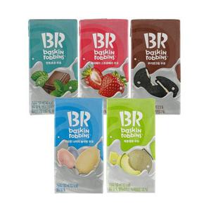 배스킨라빈스 멸균우유 5종 190ml 24개입 (민트초코/베리베리스트로베리/쿠키앤크림/이나솜/메롱멜론)