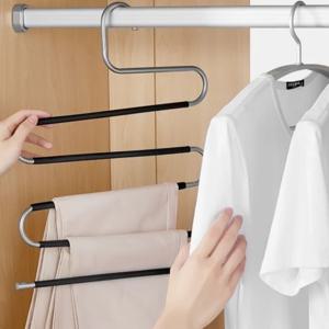 [1+1+1] 좁은공간 옷장 정리 올 스텐 논슬립 5단 바지걸이