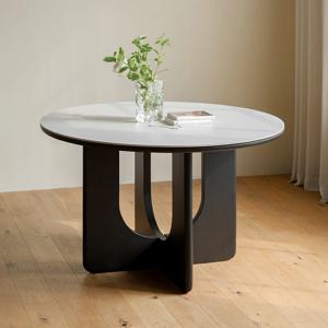 오아르 블랙 원목 포세린 세라믹 4인 원형 테이블 식탁 1200