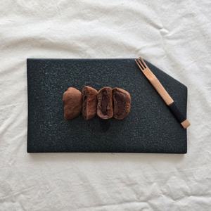 아쿠아 블랙 평직사각접시 25 cm