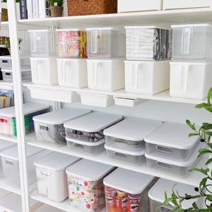 플리츠 손잡이 투명 정리함 펜트리 주방 수납 리빙박스