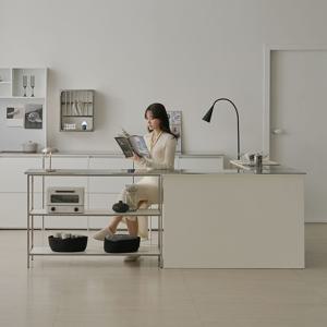 그루비 E0 304 스텐 프레임 주방 선반 오픈 홈바 아일랜드 식탁 (스텐상판추가)