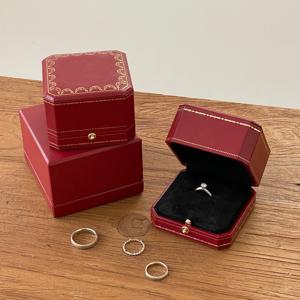 까르띠에 호환 반지케이스 고급 웨딩촬영 프로포즈 커플링 보관함 예물교환 레드 팔각