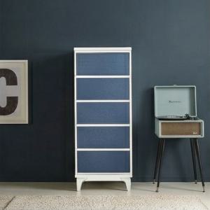 5단 북유럽식 유광 네이비 사선다리 높은 서랍장 560 BHHXO