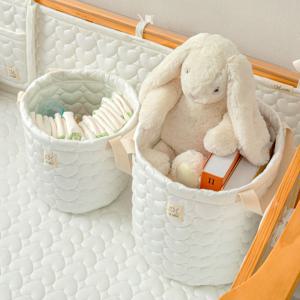 하트 누빔 기저귀 바구니 아기 장난감 정리함 보관함 패브릭 수납