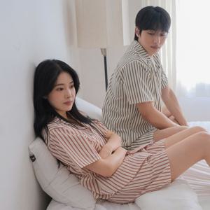 J'eu 헤이 스트라이프 반팔 파자마 잠옷 세트 5color, 2size