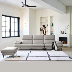 루체 3.5인 전체 천연가죽 소파+스툴