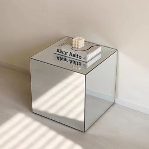 [해외]미러 아크릴 디스플레이 큐브 테이블 감성 인테리어 사이드 협탁