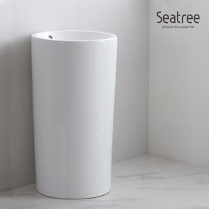 씨트리 긴다리 스탠딩 원형 일체형 세면기 세면대 ST-6006(무타공세면대)