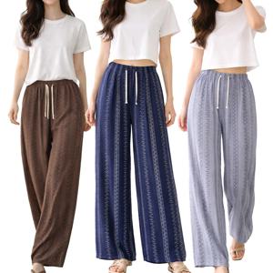 여성 여름 에스닉 패턴 와이드 밴딩팬츠 쿨링 통바지