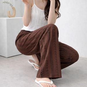 여성 쿨링 밴딩 와이드팬츠 에스닉 프린트 편한 찰랑 여름바지