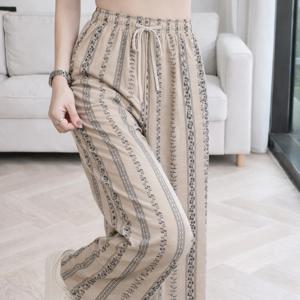 여성 여름 쿨링 휴양지룩 에스닉 밴딩팬츠 찰랑 와이드바지