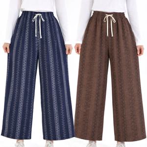 여성 패턴 와이드팬츠 에스닉 찰랑 밴딩바지 시원한 여름팬츠 고무줄바지