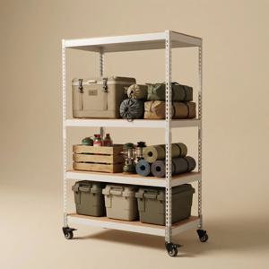 4단 이동식 바퀴 선반 철제 트롤리 북카트 세탁실 주방 펜트리 틈새 캠핑 수납 카트 앵글