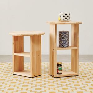 고급 삼나무 원목 원형 미니 수납 티테이블 견고한 홈카페 라운드 예쁜 4인