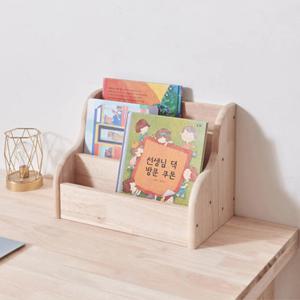 웜톤 소프트 컬러 원목 3단 동화책 잡지 미니 책꽂이 400 예쁜 홈카페 정리