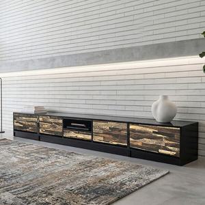 에르니안 호피 원목 2700거실장세트 1500거실장 600협탁2개 tv장