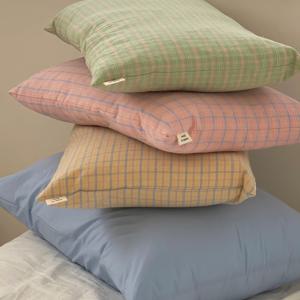 [리퍼] 면100% 버터 체크베개커버 3color