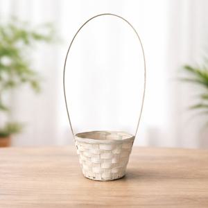 대나무 손잡이 꽃 바구니 아이보리 ( 부활절 달걀 계란바구니 할로윈 사탕 떡 선물포장 )