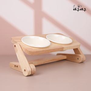 강아지 고양이 밥그릇 원목 자유조절 식기