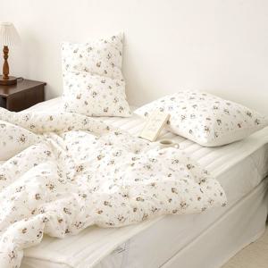 60수 아사면 바이오워싱 간절기 플라워 호텔식 차렵이불 세트 1color