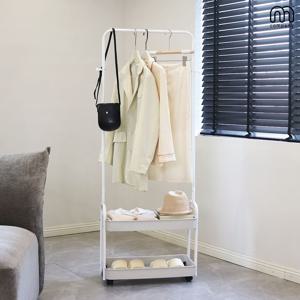 캐리앤 철제 이동식 행거 미니 옷걸이 수납 옷장 2단 스탠드 드레스룸 트롤리 원룸 수납장