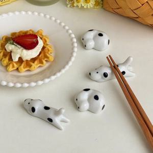 강아지 수저받침 세트 수저받침대 도자기 식탁 커트러리 숟가락 젓가락 포크 받침 세라믹 점박