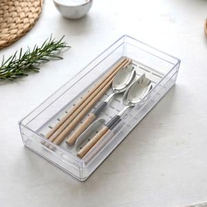 사각 뚜껑 수저통 (투명) 물빠짐수저통 커트러리정리함 케이스