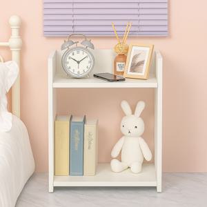 화이트 심플 2단 협탁 미니 책장 수납 선반 침실 사이드테이블 거실장 다용도 정리대 책꽂이
