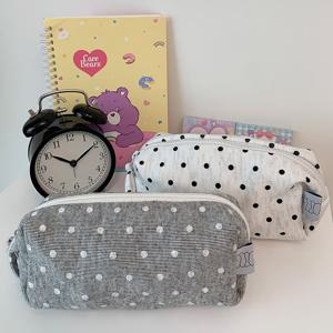 사각땡도트필통 펜케이스 땡땡이 파우치 필기구수납