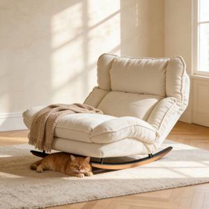 [해외] 북유럽 흔들의자 1인소파 패브릭 라운지체어 안락의자 거실 인테리어