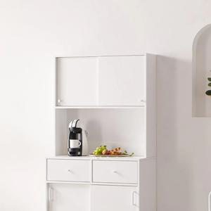 탕비실 주방 깔끔한 화이트 인테리어 슬라이딩 상부 수납장 예쁜 선반 부엌