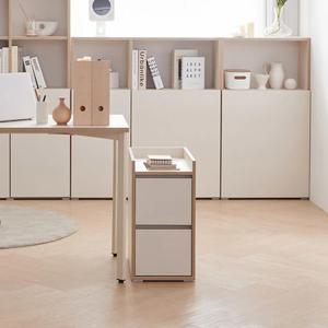 모던 크림 미니 2단 책상 서랍장(USB포트 2구) 내구성 보관 깔끔한 침실