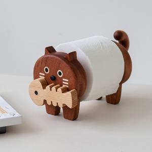 원목 휴지걸이 티슈거치대 고양이 휴지홀더 자석 오프너 세트 집들이선물