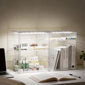 하이큐브 LED 대형 케이스 투명 적층형 아크릴 보관함 33X33X45