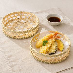 대나무 튀김 바구니 원형 ( 일식요리 장식소품 이자카야 치킨 가라아게 그릇 나무 채반 )