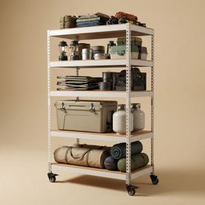 5단 이동식 바퀴 선반 철제 트롤리 북카트 세탁실 주방 펜트리 틈새 캠핑 수납 카트 앵글